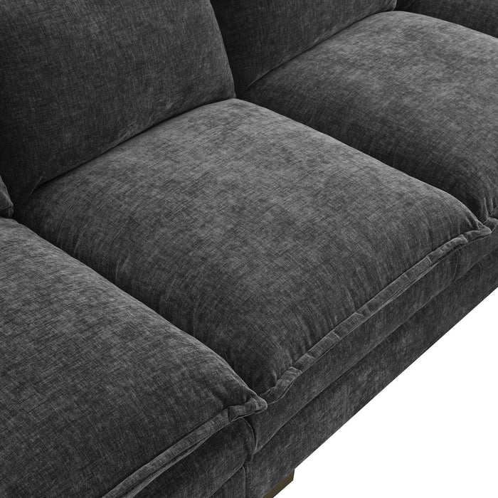 Modern L Shaped Chenille Cloud Sofa With Double Seat Cushions, 5 Seat Upholstered Indoor Furniture, Sleeper Sofa Couch With Chaise Lounge For Living Room, Apartment