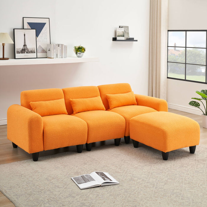 Teddy Fleece Creative Sofa Can Be Assembled Into A Two-Seater Sofa Plus A Single Couch With Three Waist Pillows To Perfectly Stretch Your Waist For Small Apartment Bedroom Spaces