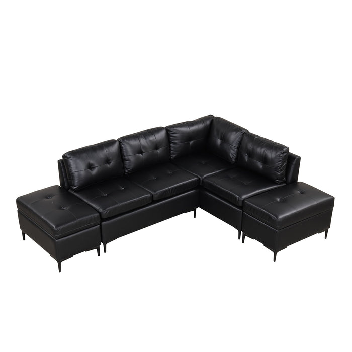 L-Shaped Corner Sofa Sectional Sofa Couch With Movable Storage Ottomans For Living Room