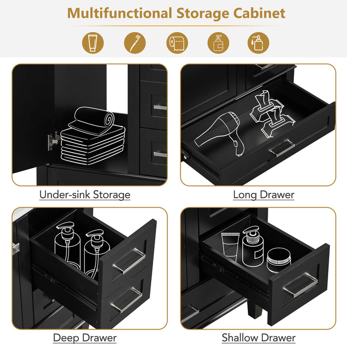 Bathroom Vanity, Modern Bathroom Cabinet With Sink Combo Set, Bathroom Storage Cabinet With A Soft Closing Door And 3 Drawers, Solid Wood Frame