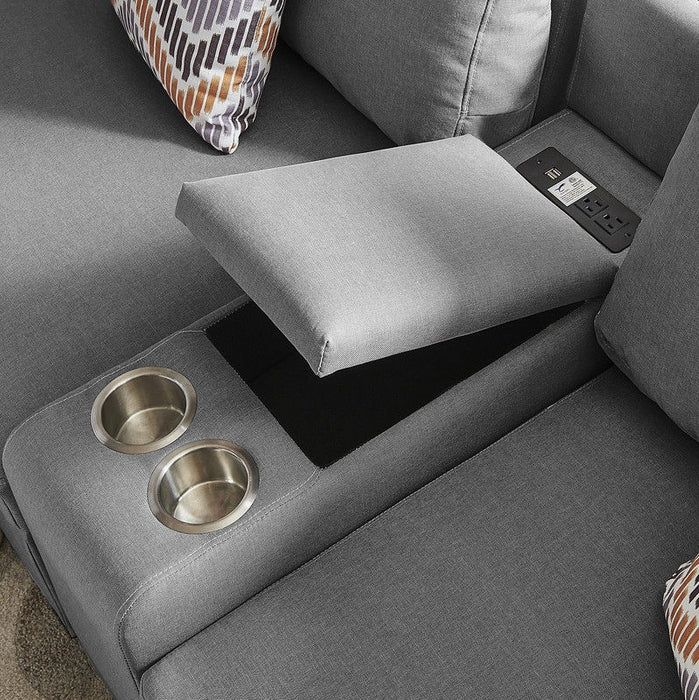 Amira - Fabric Reversible Modular Sectional Sofa With USB Console And Ottoman