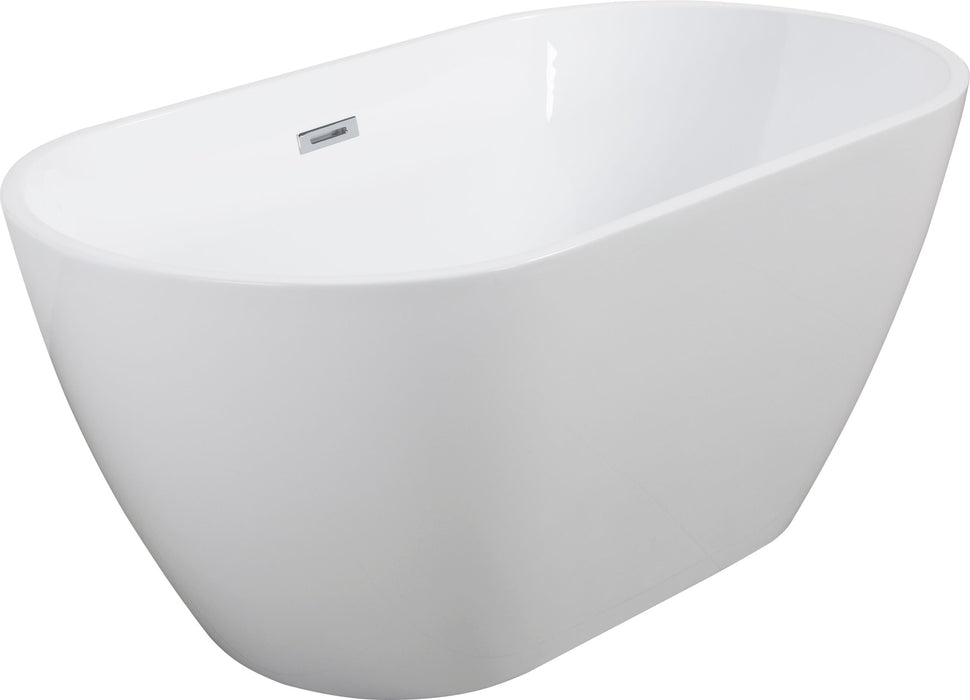 Smooth Acrylic Freestanding Soaking Bathtub With Chrome Overflow And Drain, Cupc Certified 22A09-67 - White