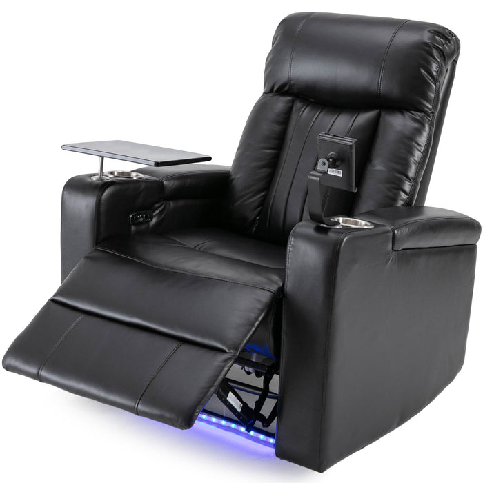 Premium Power Recliner With Storage Arms, Cupholders, Swivel Tray Table And Cell Phone Stand