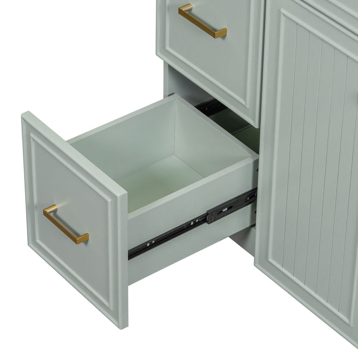 Bathroom Vanity, Transitional Style Bathroom Cabinet With Resin Sink, Single Bathroom Cabinet, With 2 Drawers And 1 Adjustable Storage Shelf, 2 Soft-Close Doors