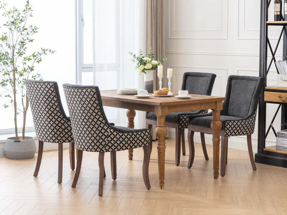 Ultra Side Dining Chair, Thickened Fabric Chairs With Neutrally Toned Solid Wood Legs, Bronze Nail Head (Set of 2)