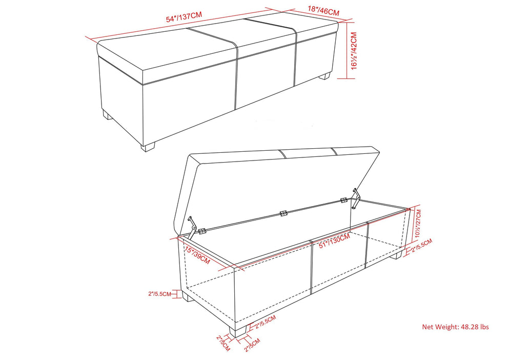 Avalon - Extra Large Storage Ottoman Bench