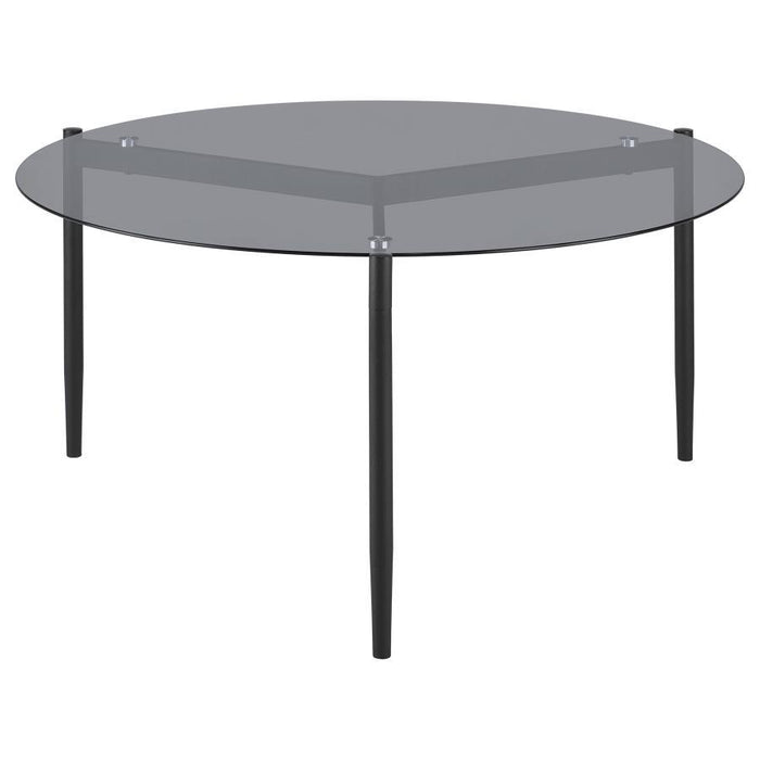 Rosalie - Round Smoked Glass Top Coffee Table Sandy - Black