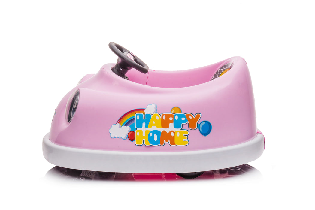 Bumper Car For Kids, 12V Dual Drive 1-6 Years Old Children's Electric Car With Pushrod Dinner Plate USB Bt Music Rocking Horse Mode Anti-Collision Bumper Ride On Car