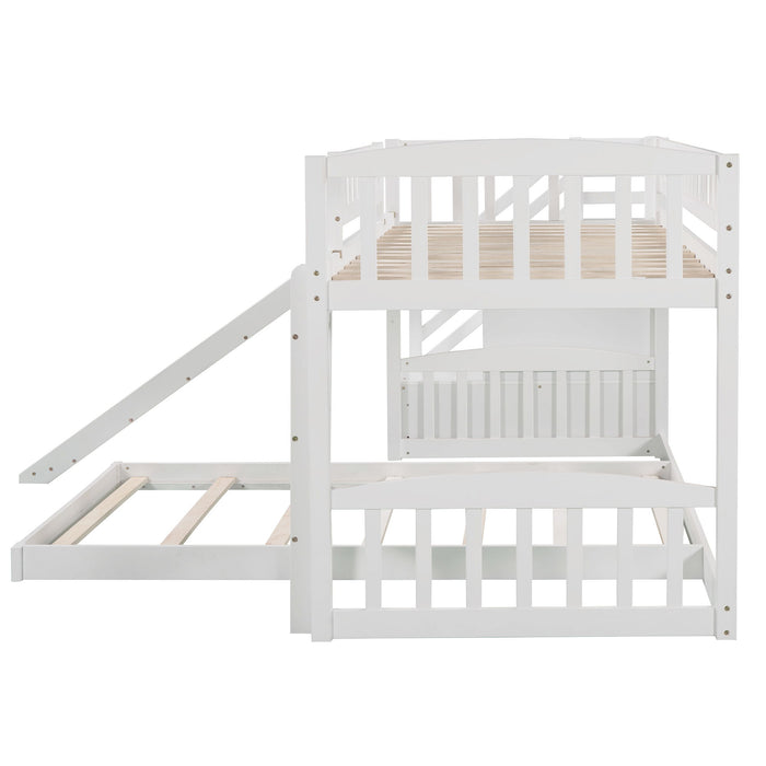 Twin Over Twin Stairway Bunk Bed With Two Drawers And Slide