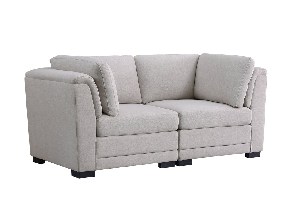 Kristin - Linen Fabric Loveseat - Light Gray