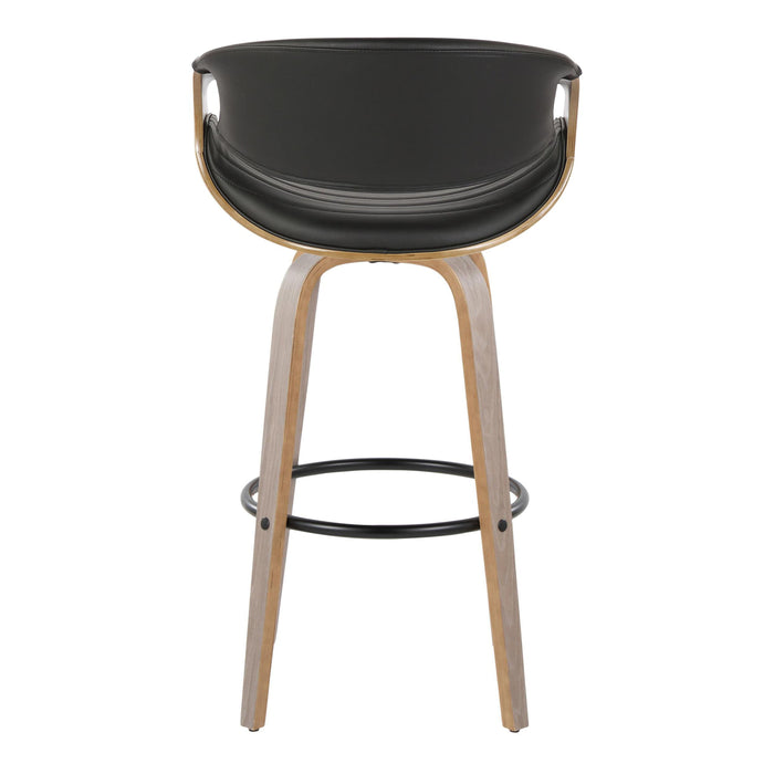 Symphony - Mid-Century Modern Fixed Height Barstool With Swivel With Round Footrest (Set of 2)