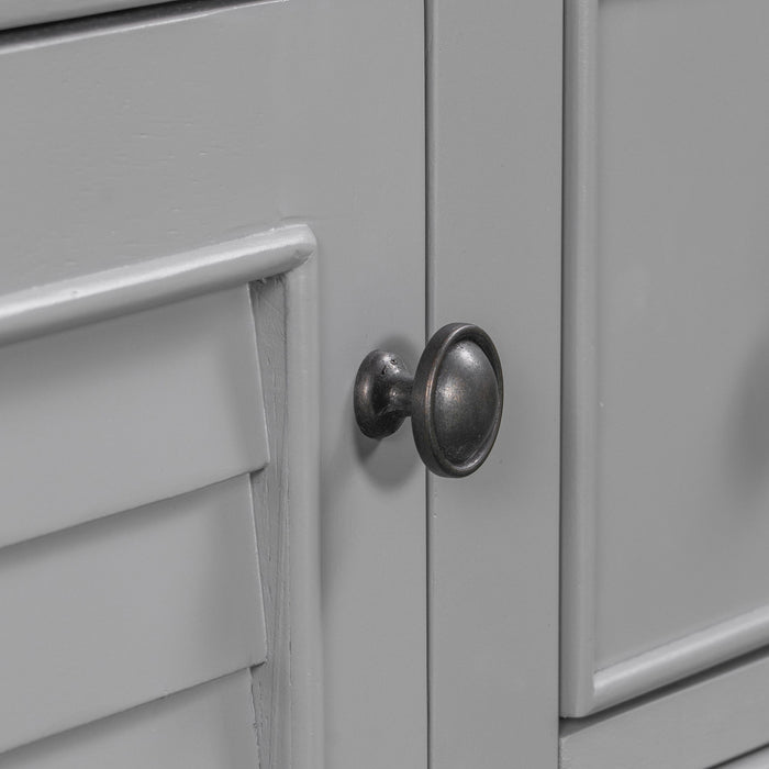 Bathroom Vanity Without Sink, Cabinet Base Only, Two Cabinets And Five Drawers, Solid Wood Frame - Gray