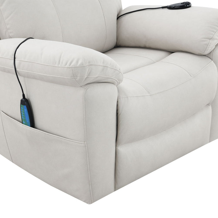 Chriki - Power Recliner With Lift & Heating & Massage - Beige Fabric