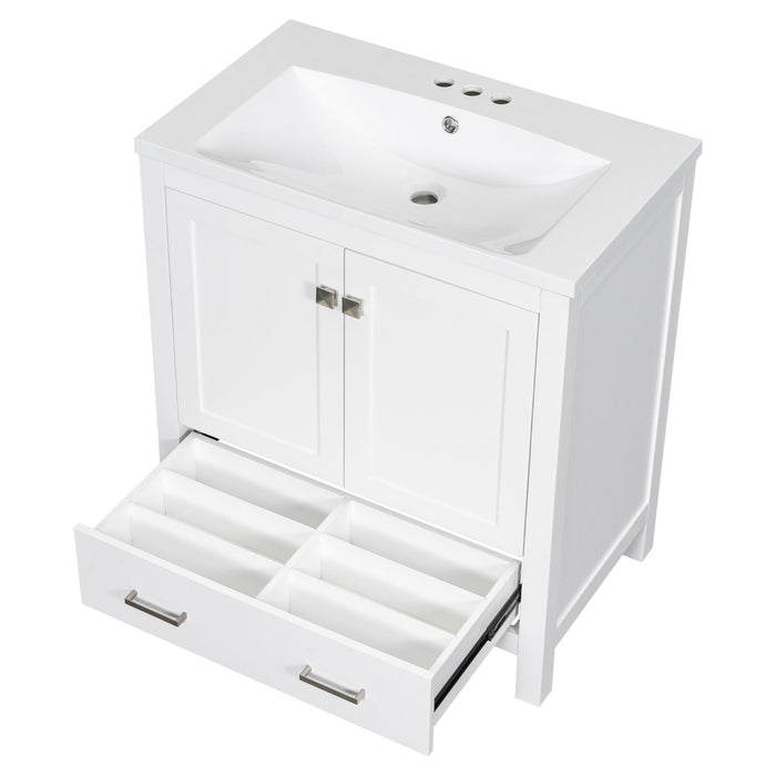 Bathroom Vanity With Single Sink, Combo Cabinet Undermount Sink, Bathroom Storage Cabinet With 2 Doors And A Drawer, Soft Closing, Multifunctional Storage, Solid Wood Frame