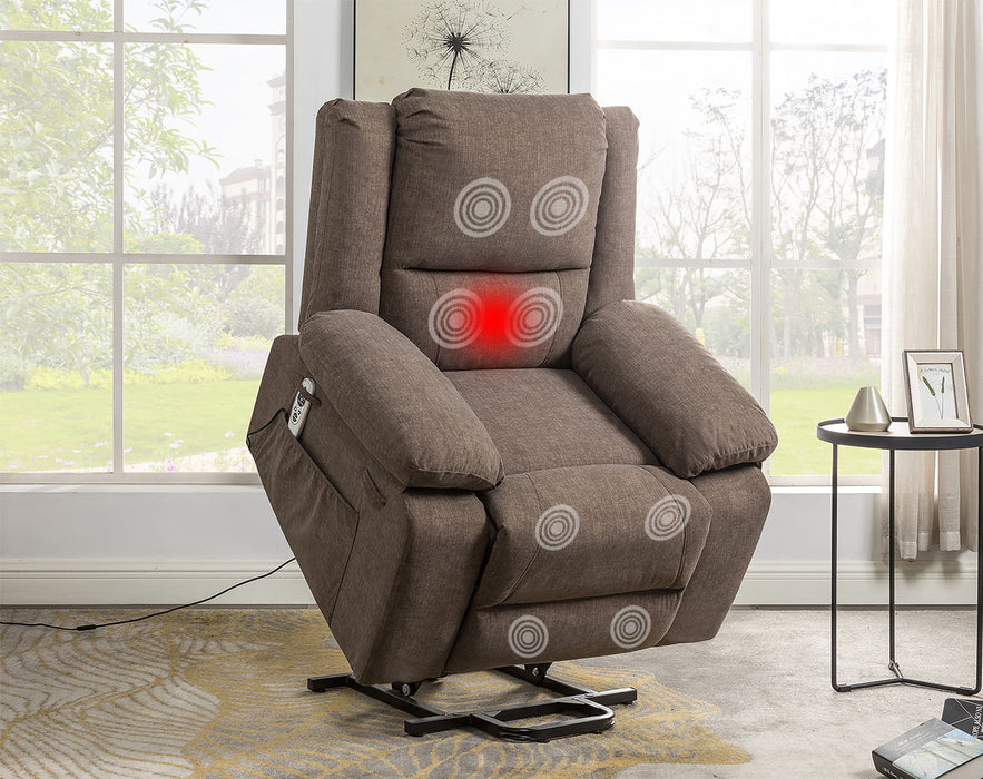 Electric Power Recliner Chair With Massage For Elderly, Remote Control Multi-Function Lifting, Timing, Cushion Heating Chair With Side Pocket