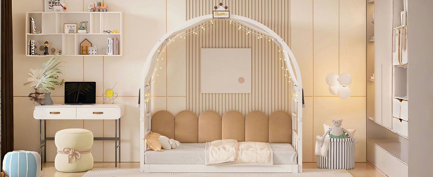 Extended Bed With Arched Roof And Trundle