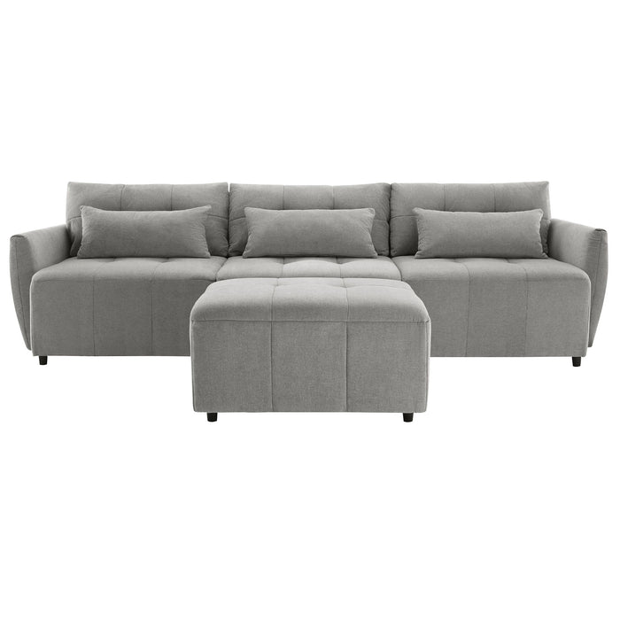 Convertible Sectional Sofa Couch 3 Seat L-Shaped Sofa With Movable Ottoman And USB For Apartment, Living Room, Bedroom