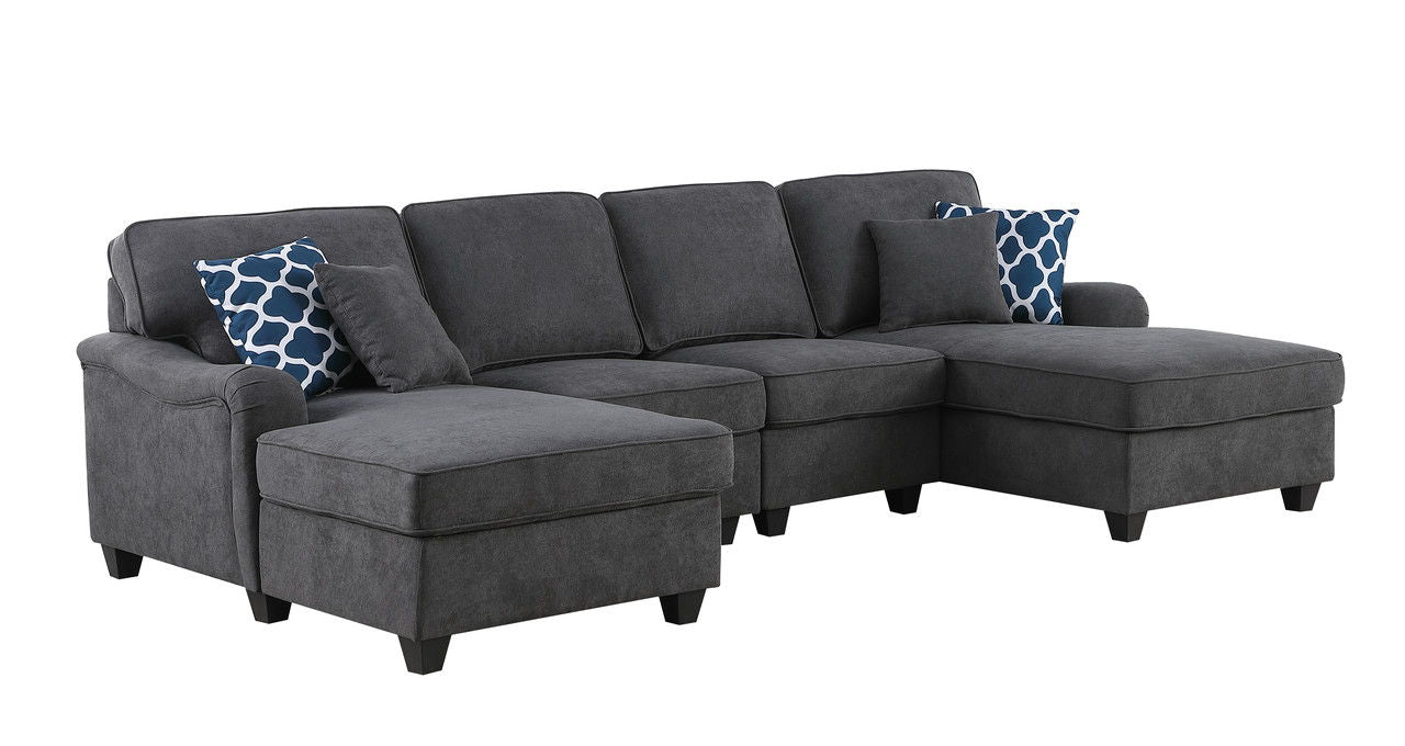 Leo - Woven Double Chaise Modular Sectional Sofa