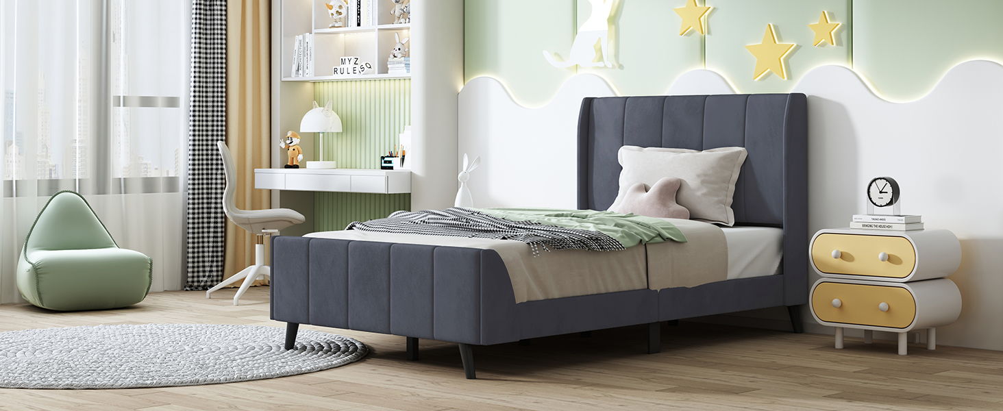 Upholstered Platform Bed Velvet