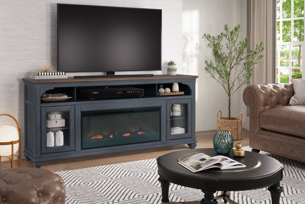 Americana - 86 In Fireplace TV Stand For TVs Up To 95" - Blue