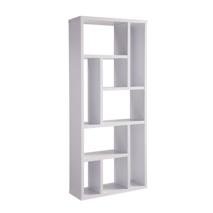Contemporary Bookcase With Nine Shelves - White