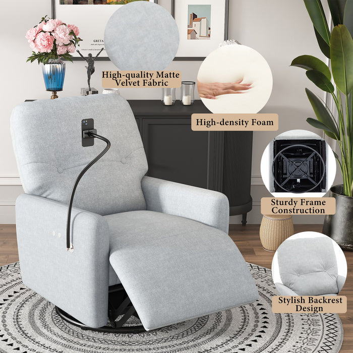 270° Swivel Electric Recliner Home Theater Seating Single Reclining Sofa Rocking Motion Recliner With A Phone Holder For Living Room