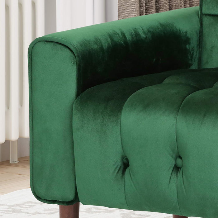 Comfy Arm Chair Tufted Back, Modern For Living Room, Bedroom And Study - Emerald