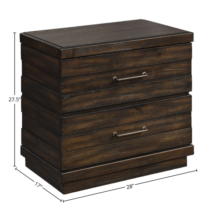 Industrial Farmhouse Designed 2 Drawer Nightstand - Brown