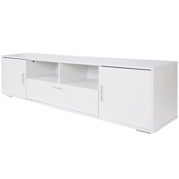 Modern TV Stand With LED Lights Entertainment Center TV Cabinet With Storage For Up To 75" For Gaming Living Room Bedroom - White