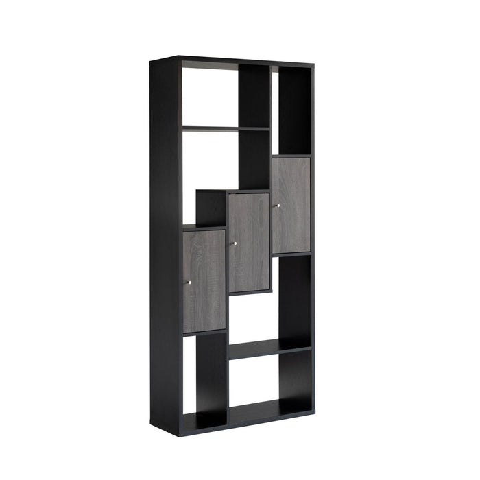 Bookcase Display Storage Cabinet - Black & Distressed Grey