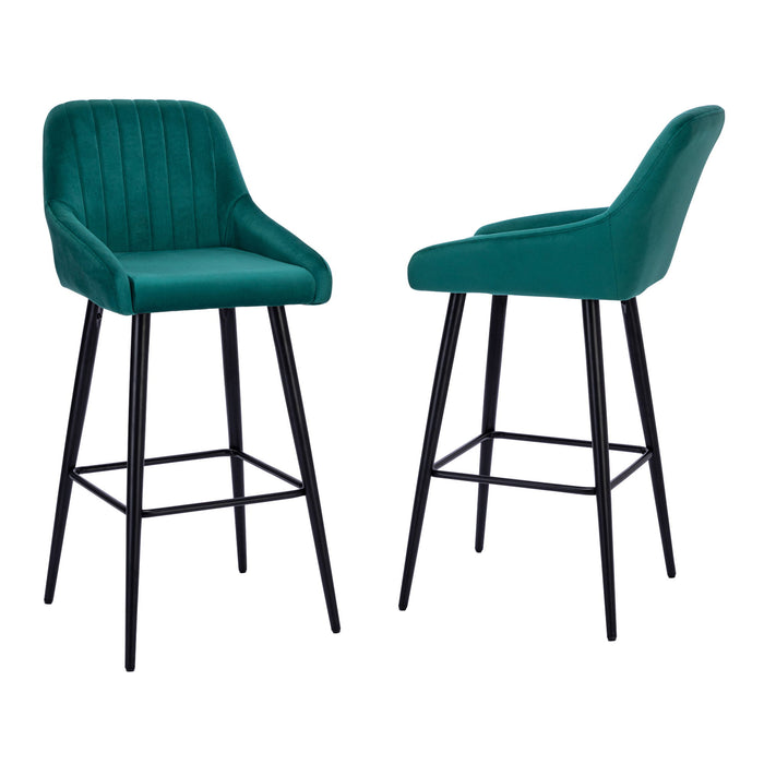 Elegant Lifestyle Modern Bar Stools, Velvet Upholstered Barstools With Back (Set of 2) Bar Chairs For Kitchen Living Room