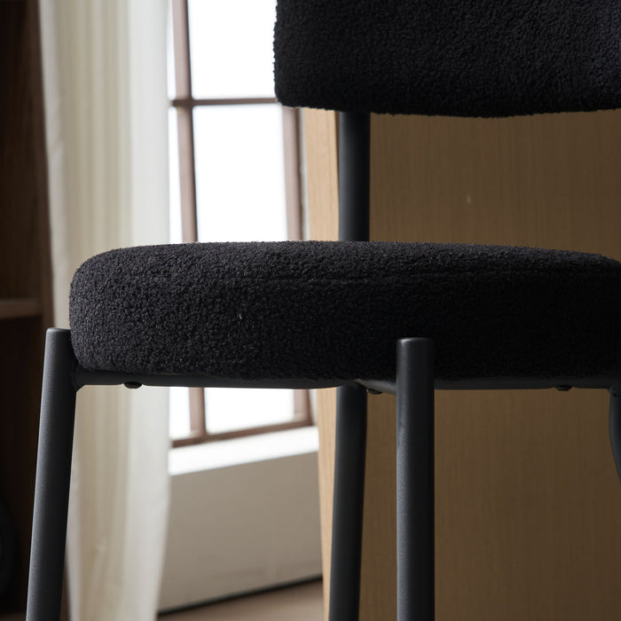 Modern Teddy Fabric Upholstered Bar Stools - Black Legs