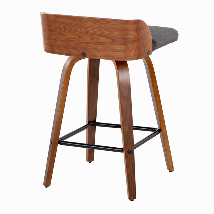 Maya - Mid Century Modern Fixed Height Counter Stool With Swivel And Square Footrest (Set of 2)