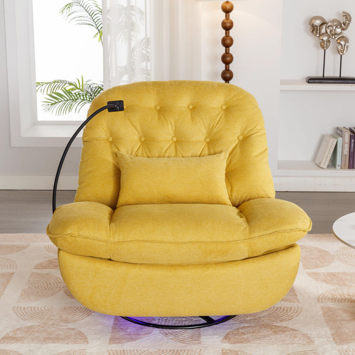 270° Swivel Power Recliner With Voice Control - Bluetooth Music Player, USB Ports, Atmosphere Lamp, Hidden Arm Storage And Mobile Phone Holder For Living Room, Bedroom, Apartment