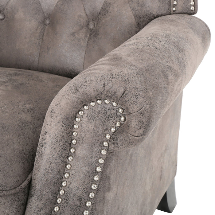 Accented Push Back Recliner Chair With Rolled Arms, Enjoy Cocooning Comfort