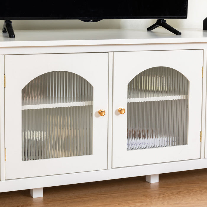 StylishTVcabinet Entertainment CenterTV Stand, TVconsoletable, Media Console, Solidwood Frame, Changhong Glass Door, Metal Handle