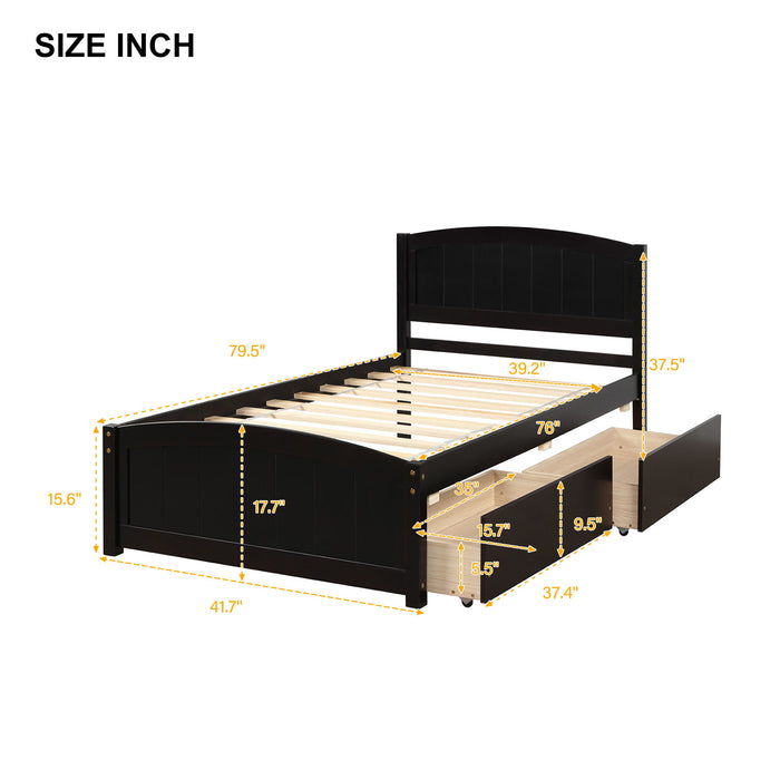 Twin Size Platform Bed With Two Drawers