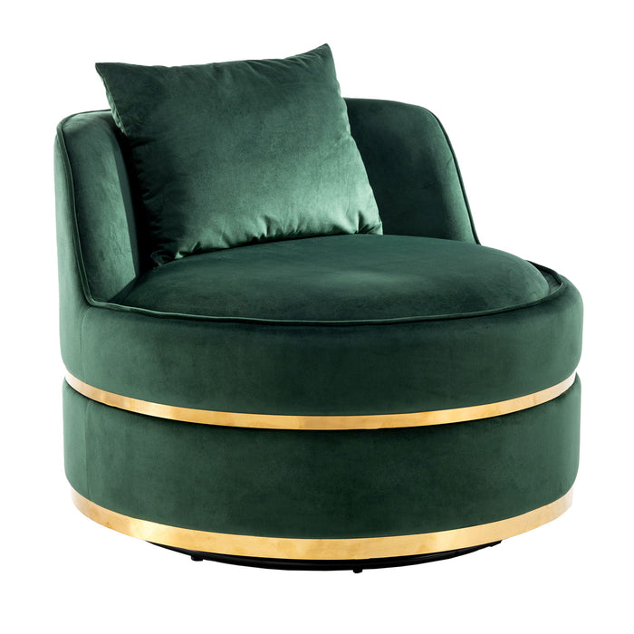 360° Swivel Accent Chair Velvet Modern Upholstered Barrel Chair Over-Sized Soft Chair With Seat Cushion For Living Room