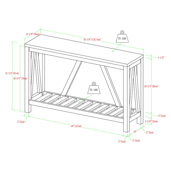 Farmhouse A Frame Faux Marble Entry Table With Lower Shelf - White / Walnut