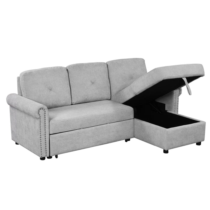 Modern Convertible Sleeper Sofa Bed With Storage Chaise