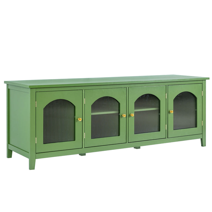 Stylish TV Cabinet, Entertainment CenterTV Stand, TVconsoletable, Media Console, Solidwood Frame, Changhong Glass Door, Metal Handle - Antique Green