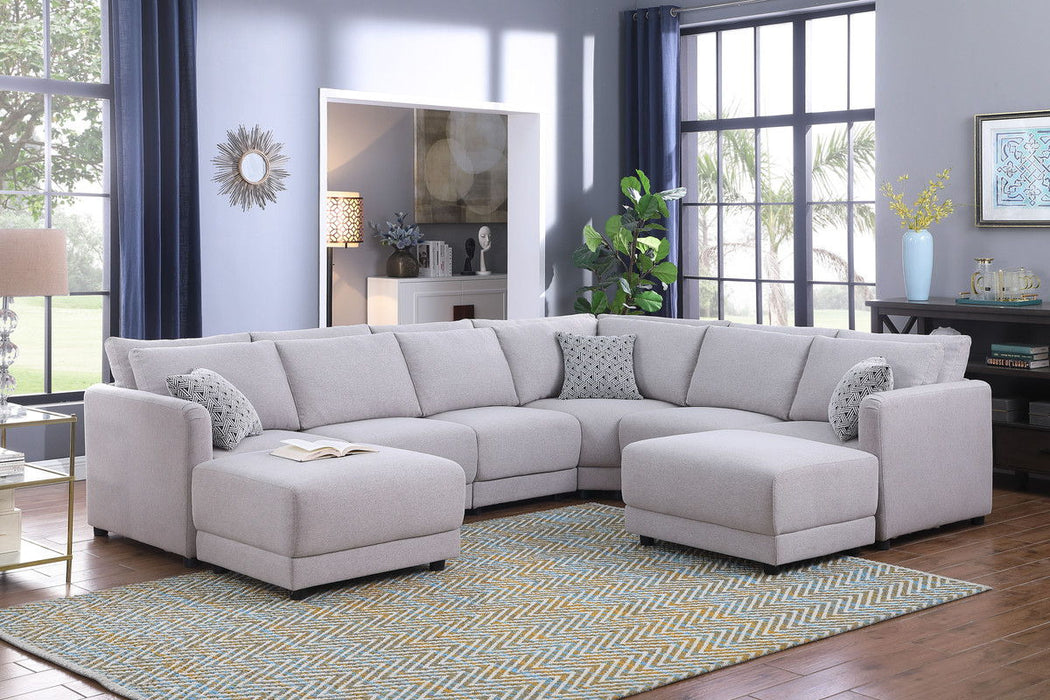 Penelope - Fabric Reversible Modular Sectional Sofa With Ottoman And Pillows