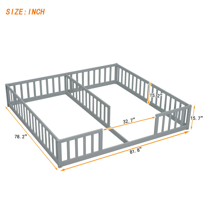 Double Floor Bed With Fence, Guardrails, Without Door