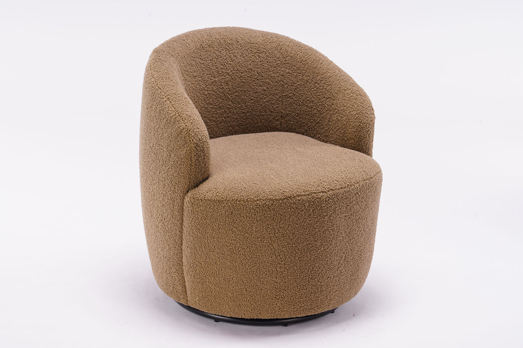 Teddy Fabric Swivel Accent Armchair Barrel Chair With Powder Coating Metal Ring