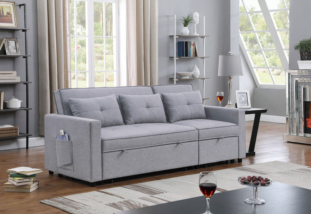 Zoey - Linen Convertible Sleeper Sofa With Side Pocket