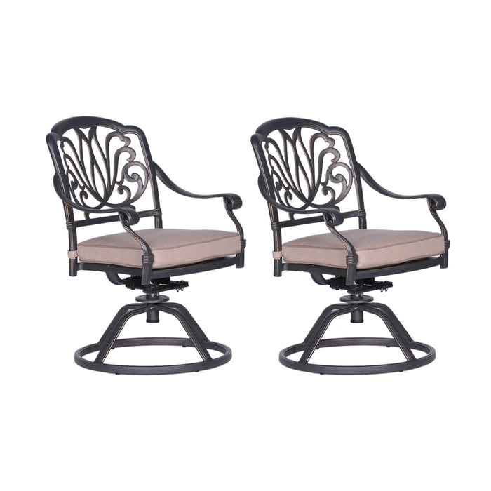 Patio Outdoor Aluminum Dining Swivel Rocker Chairs With Cushion (Set of 2)