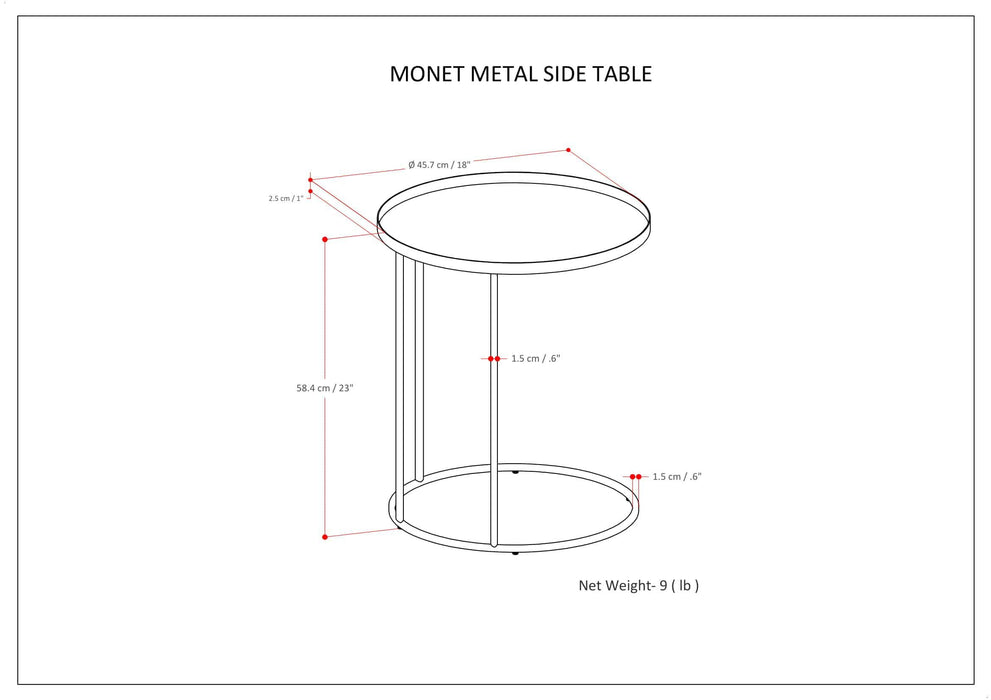 Monet - Metal Side Table - Black