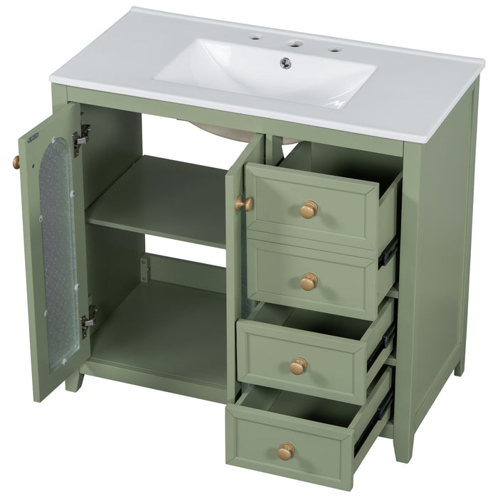 Bathroom Vanity With Two Soft Close Doors, Adjustable Shelves And Three Drawers