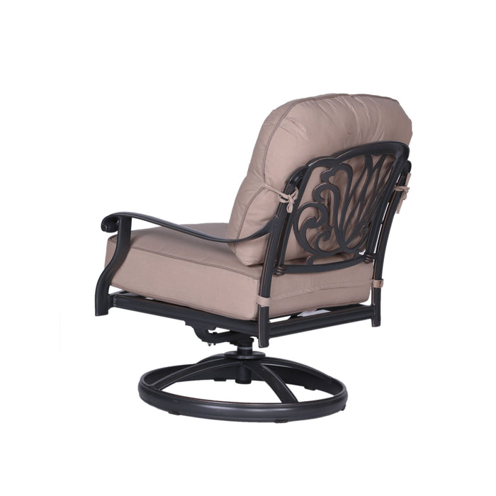 Club Swivel Chairs With Cushion, Quality Outdoor Patio Furniture - Black / Brown