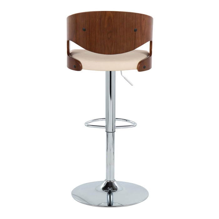 Pino - Mid Century Modern Adjustable Barstool With Swivel With Oval Footrest (Set of 2)